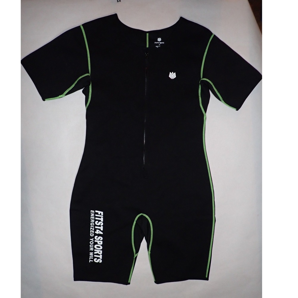 FitsT4 Sports Men's Sauna Suit Full Body Neoprene Sweat Suit XL Black Zip